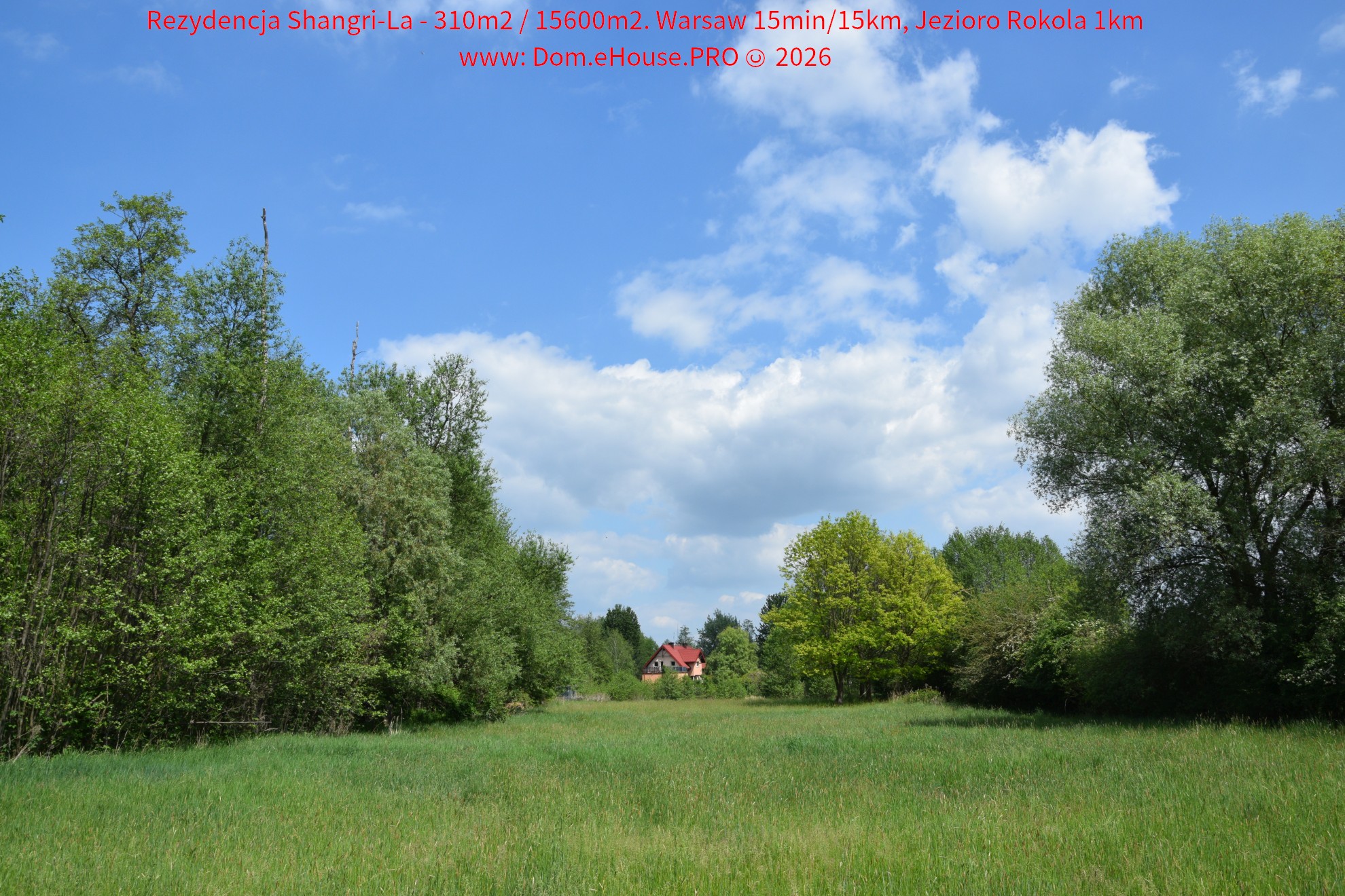 Widok bryły Budynku od strony zachodniej z odległości 300m (z własnej działki)